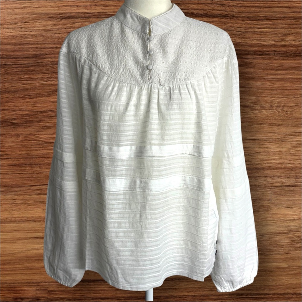 One Teaspoon Pure Desert Angel Eyelet Detail Raw Hemline Longsleeve Top Sz Large